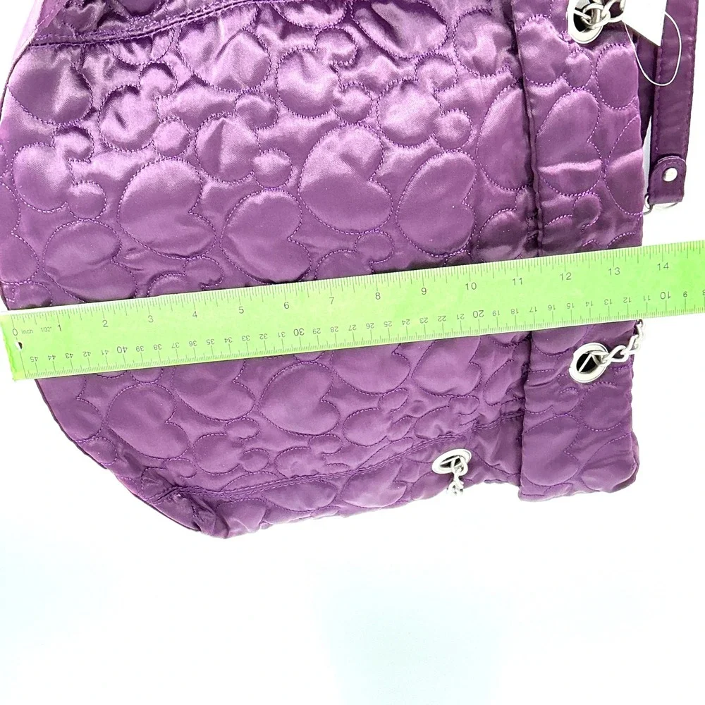 Disney Parks Purple Heart‎ Quilted Satin Shoulder Bag Silver Chain Strap NEW